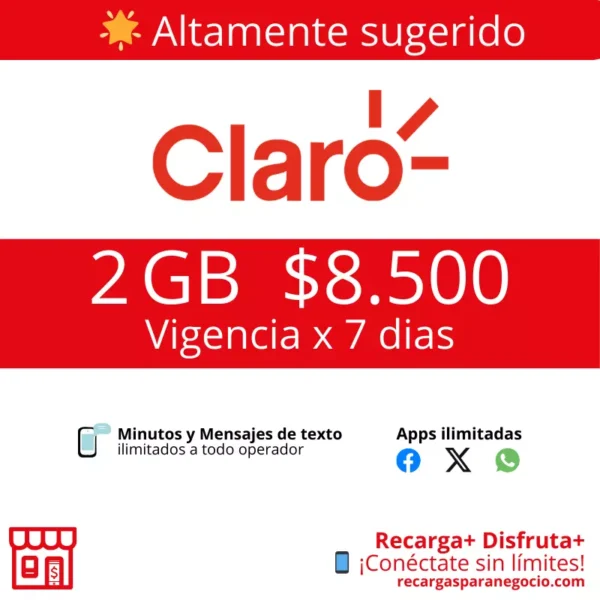 Paquete Claro 2 GB Todo Incluido 7 Días Paquete Claro 2 GB Todo Incluido 7 Días