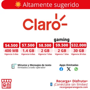 Paquetes Claro económicos con Gigas y Apps desde $4.500