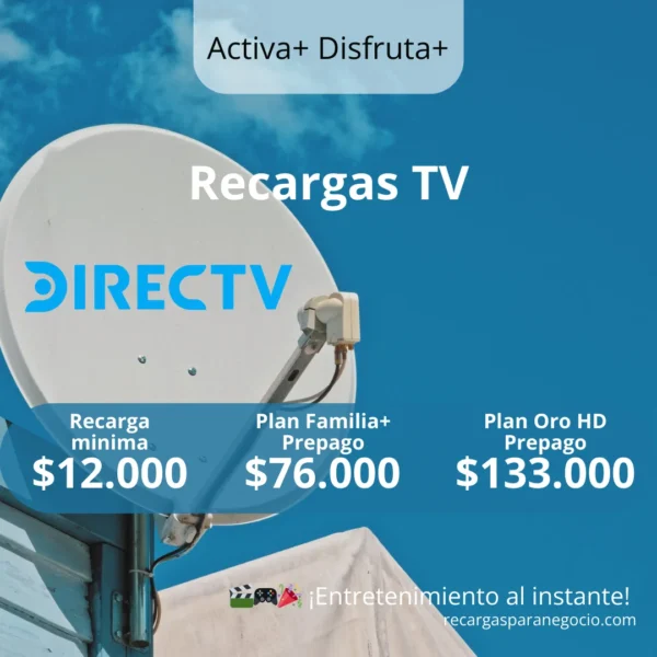 Recargas DirecTV Recargas DirecTV Prepago Económicas desde $10.000 con Planes Familia+ y HD